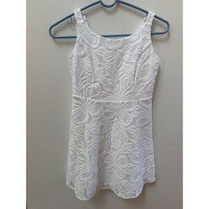Lilly Pulitzer Girls Size 14 White Floral Textured Sleeveless Mini Dress Adjusta